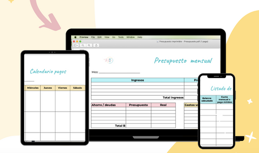 Kit plantillas imprimibles de organización financiera + Charla Planifica tu Dinero